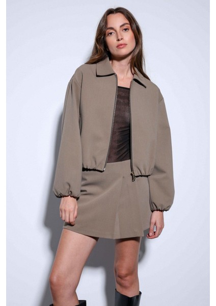 Haki Fermuarlı Bomber Kadın Ceket indirimleri