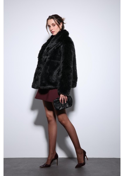 Siyah Suni Kürk Kadın Ceket modelleri