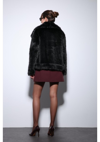 Siyah Suni Kürk Kadın Ceket