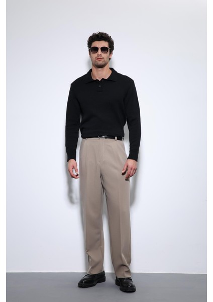 Siyah Polo Yaka Basic Erkek Kazak fiyatları