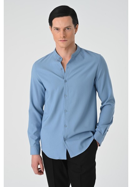 Indigo Regular Fit Hakim Yaka Erkek Gömlek modelleri