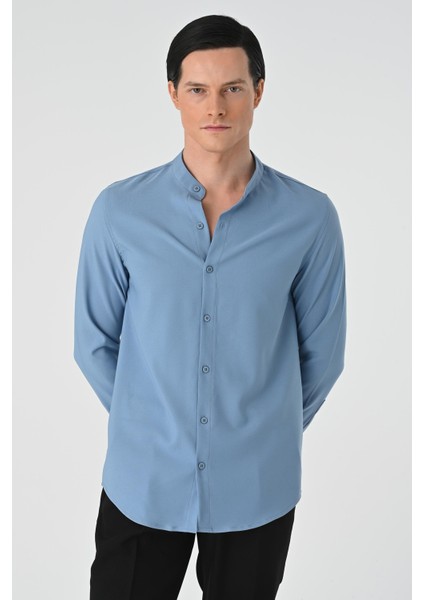 Indigo Regular Fit Hakim Yaka Erkek Gömlek fırsatları