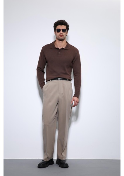 Kahve Polo Yaka Basic Erkek Kazak fiyatları