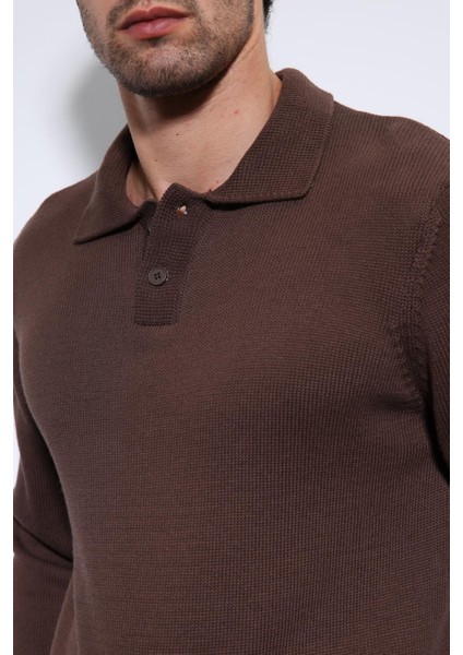 Kahve Polo Yaka Basic Erkek Kazak indirimleri