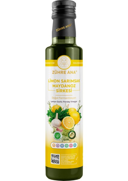 Limon Sarımsak Maydanoz Sirkesi Doğal Fermantasyon Lemon Garlic Parsley Vinegar 500 ml