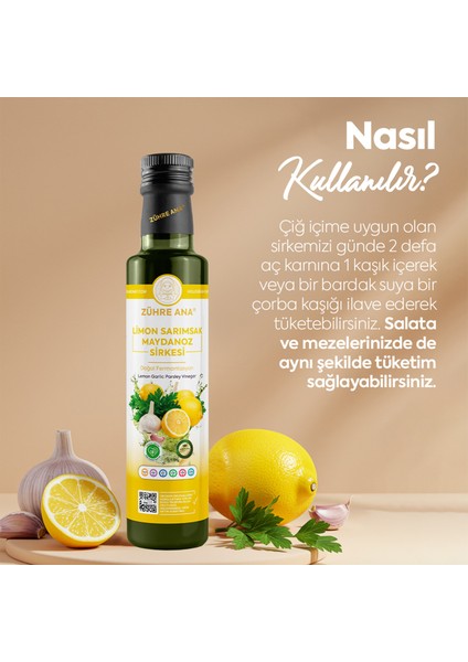 Limon Sarımsak Maydanoz Sirkesi Doğal Fermantasyon Lemon Garlic Parsley Vinegar 500 ml indirimleri