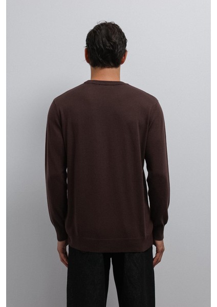 Kahve Yumuşak Dokulu Basic Erkek Kazak