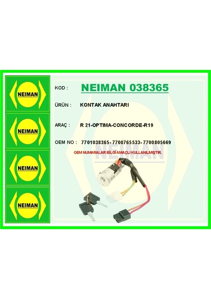 KONTAK ANAHTARI R 2021OPTIMA-CONCORDE-R19 7701038365 7700765533 7700805669