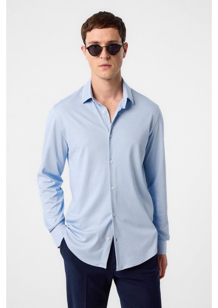 Bebe Mavi Slim Fit Erkek Gömlek