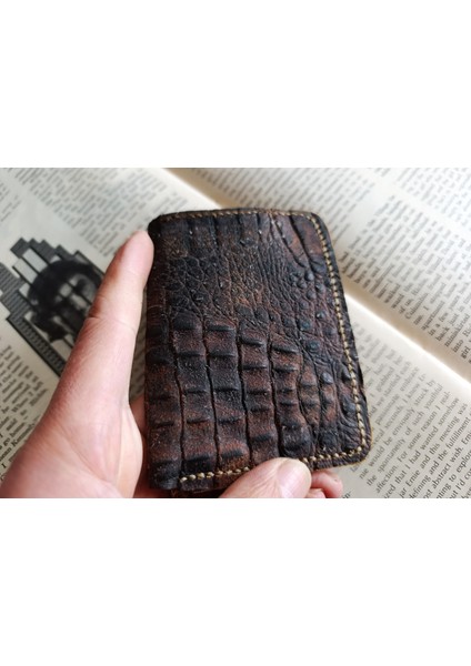Hakiki Deri Üst Kalite Tamamen El Emeği Minimalist Cüzdan 15.5X10.5 cm Sda3