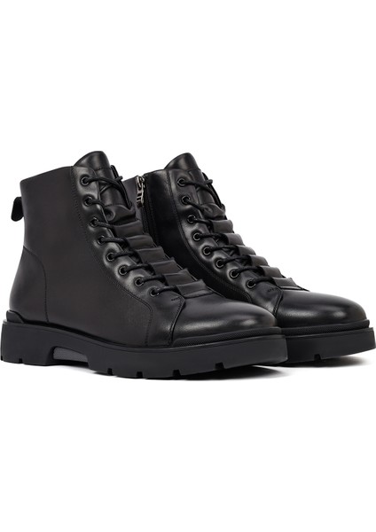 Erkek Siyah Fermuarlı Deri Casual Bot 25WFD695818 fırsatları