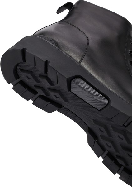 Erkek Siyah Fermuarlı Deri Casual Bot 25WFD695818