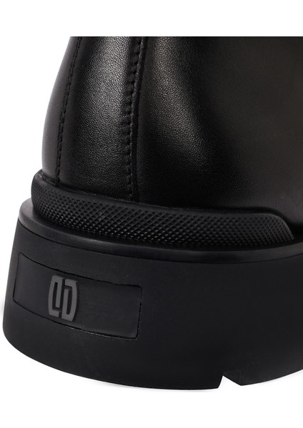 Erkek Siyah Fermuarlı Deri Casual Bot 25WFD695818