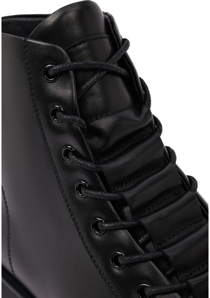 Erkek Siyah Fermuarlı Deri Casual Bot 25WFD695818