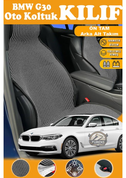 Bmw G30 Uyumlu Siyah Prestij Serisi Dokuma Kumaş Oto Koltuk Kılıfı Ön Tam Arka Alt
