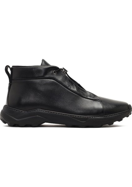 Erkek Siyah Bağcıklı Kalın Tabanlı Deri Casual Bot 25WFD795118