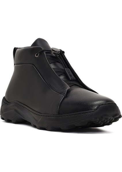 Erkek Siyah Bağcıklı Kalın Tabanlı Deri Casual Bot 25WFD795118