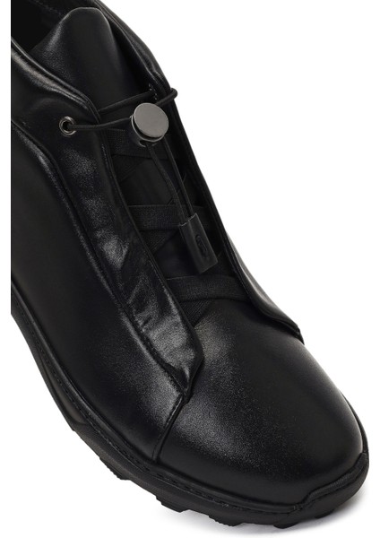 Erkek Siyah Bağcıklı Kalın Tabanlı Deri Casual Bot 25WFD795118