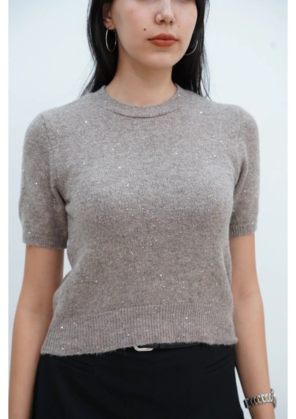 Bisiklet Yaka Kısa Kol Kazak