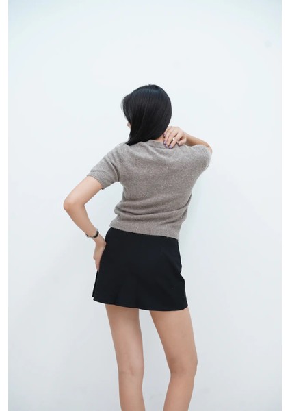 Bisiklet Yaka Kısa Kol Kazak fırsatları