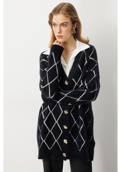 Baklava Desenli Triko Hırka-SİYAH modelleri