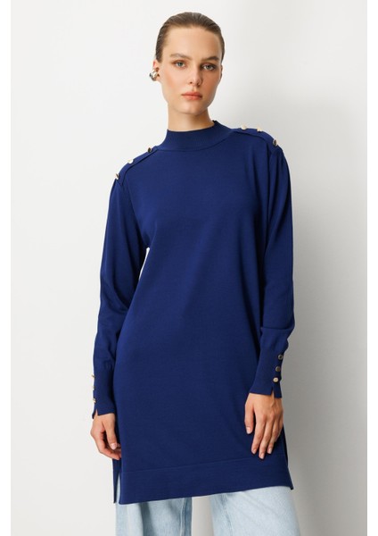 Omzu Düğme Detaylı Triko Tunik-LACI fiyatları