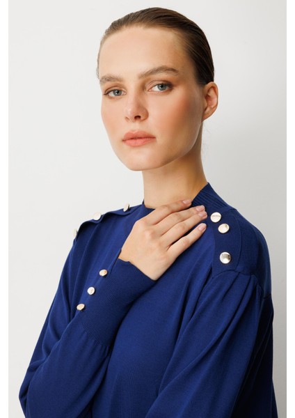 Omzu Düğme Detaylı Triko Tunik-LACI fırsatları