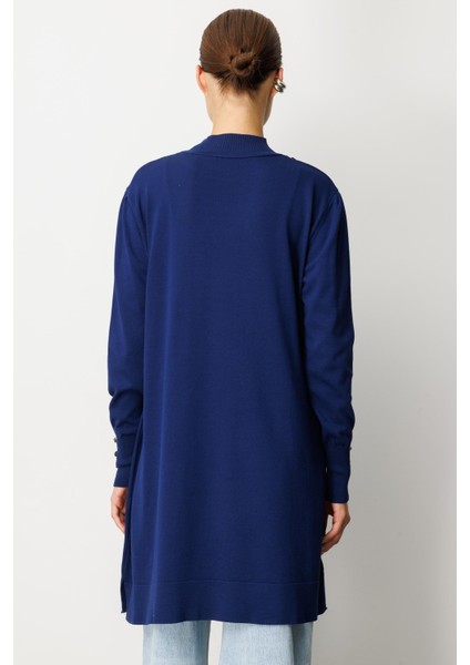 Omzu Düğme Detaylı Triko Tunik-LACI