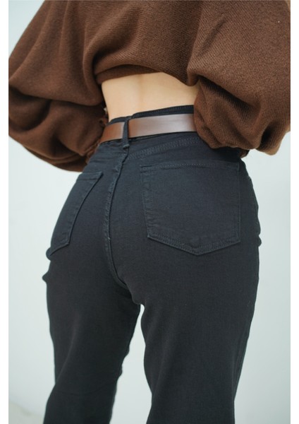 Kemerli Siyah Pantolon modelleri