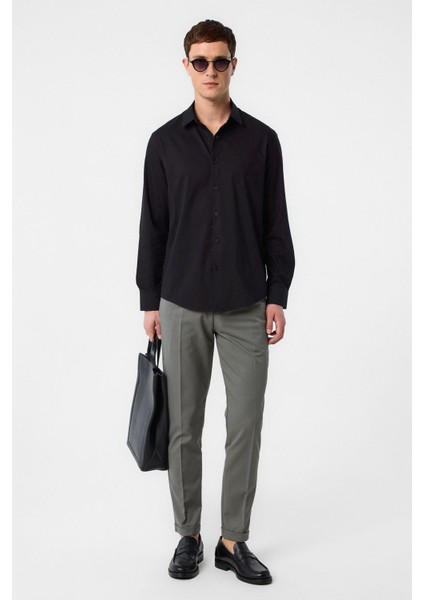 Siyah Slim Fit Erkek Gömlek modelleri