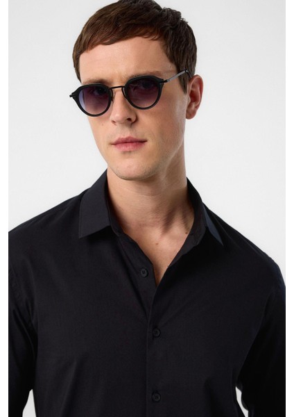 Siyah Slim Fit Erkek Gömlek fırsatları