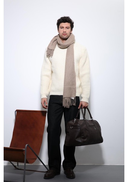 Bej Örme Dokulu Erkek Kazak