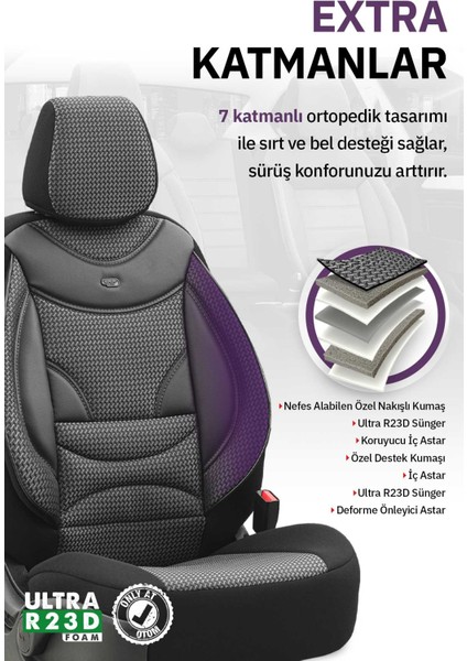 Style Design Oto Koltuk Kılıfı Tam Set – Airbag Uyumlu, Ortopedik 7 Katmanlı, Nefes Alabilen Kumaş indirimleri
