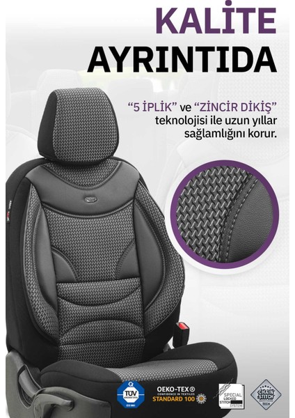 Style Design Oto Koltuk Kılıfı Tam Set – Airbag Uyumlu, Ortopedik 7 Katmanlı, Nefes Alabilen Kumaş