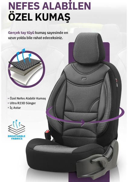 Style Design Oto Koltuk Kılıfı Tam Set – Airbag Uyumlu, Ortopedik 7 Katmanlı, Nefes Alabilen Kumaş