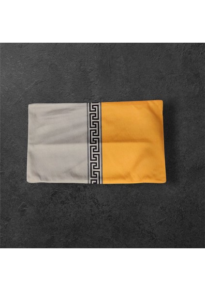 Dikdörtgen Mitolojik Yunan Anahtarı Desenli Kadife Pamuk Premium Dizayn Kırlent Kılıfı fiyatları