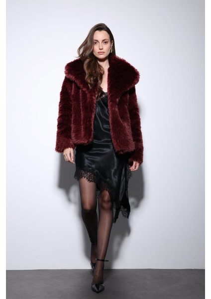 Bordo Suni Kürk Kadın Ceket fırsatları