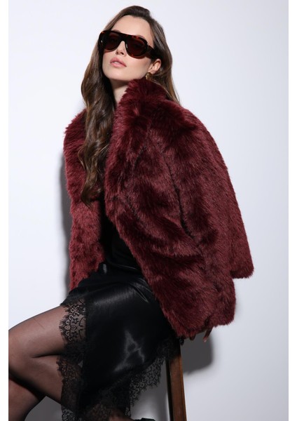Bordo Suni Kürk Kadın Ceket indirimleri
