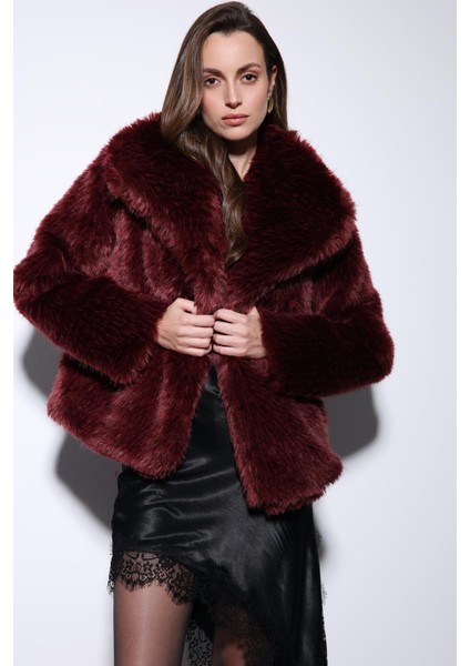 Bordo Suni Kürk Kadın Ceket