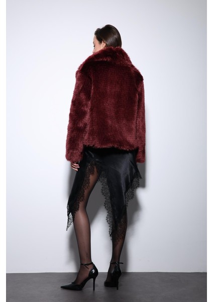 Bordo Suni Kürk Kadın Ceket