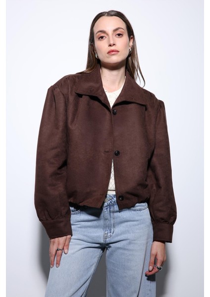 Kahve Süet Görünümlü Bomber Kadın Ceket fiyatları