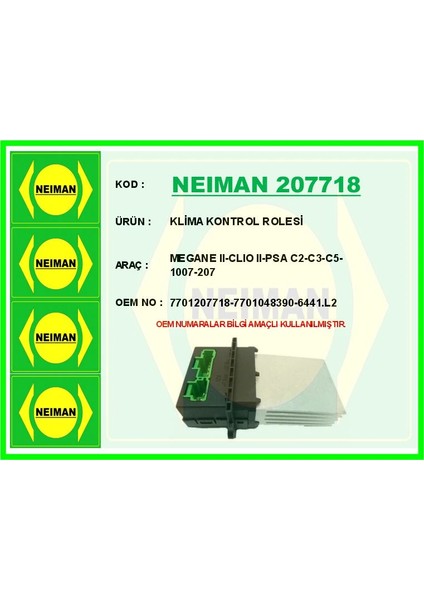 KLİMA KONTROL ROLESİ MEGANE 2-CLIO 2-PSA C2-C3-C5-1007-207 7701207718 7701048390 6441 L2