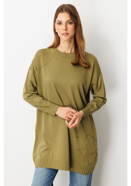 Kabartma Çiçek Desenli Triko Tunik-Y.YEŞİLİ fiyatları