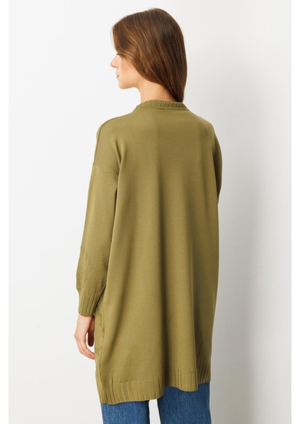 Kabartma Çiçek Desenli Triko Tunik-Y.YEŞİLİ