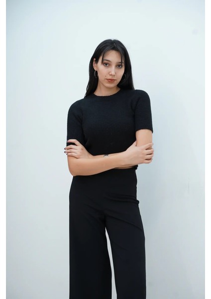 Kısa Kollu Bisiklet Yaka Kazak