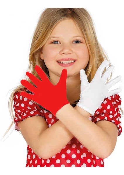 Bfs Gösteriler Için 1 Çift Kırmızı Beyaz Pandomim Eldiveni Çocuk Boy
