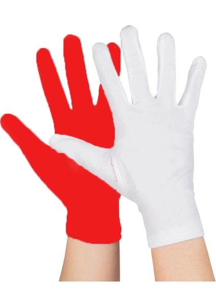 Bfs Gösteriler Için 1 Çift Kırmızı Beyaz Pandomim Eldiveni Çocuk Boy modelleri