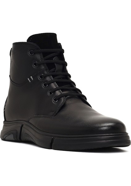 Erkek Siyah Bağcıklı Fermuarlı Deri Casual Bot 25WFD710518