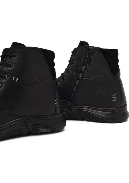 Erkek Siyah Bağcıklı Fermuarlı Deri Casual Bot 25WFD710518