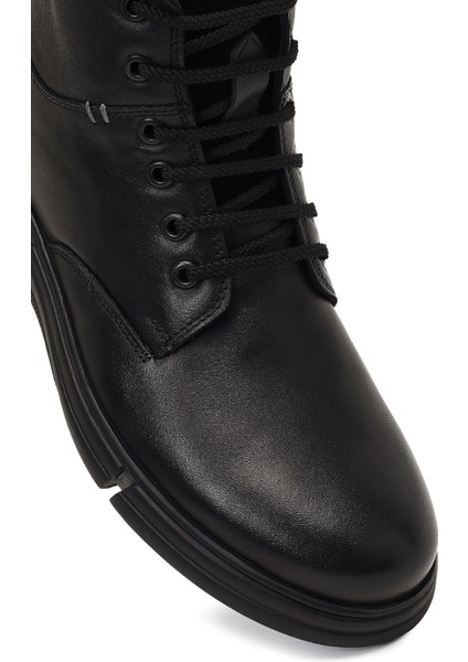 Erkek Siyah Bağcıklı Fermuarlı Deri Casual Bot 25WFD710518